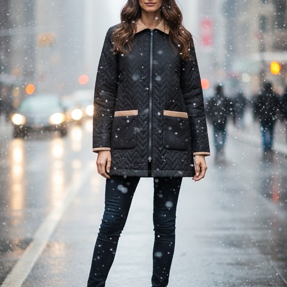 Susan Graver Jackets & Blazers - Susan Graver Black and Tan Quilted Jacket Size XL